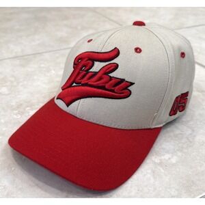 VTG FUBU Embroidered Y2K Hat Flexfit Tan‎ Red Hip Hop Wool Blend  Sz L Fitted